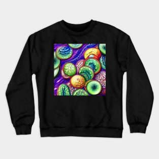 A Sampling of Slices - Abstract Fruits and Vegetables Crewneck Sweatshirt